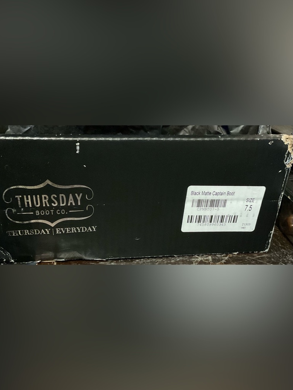 Thursday Boot Company Black Matte Captain Boot Box